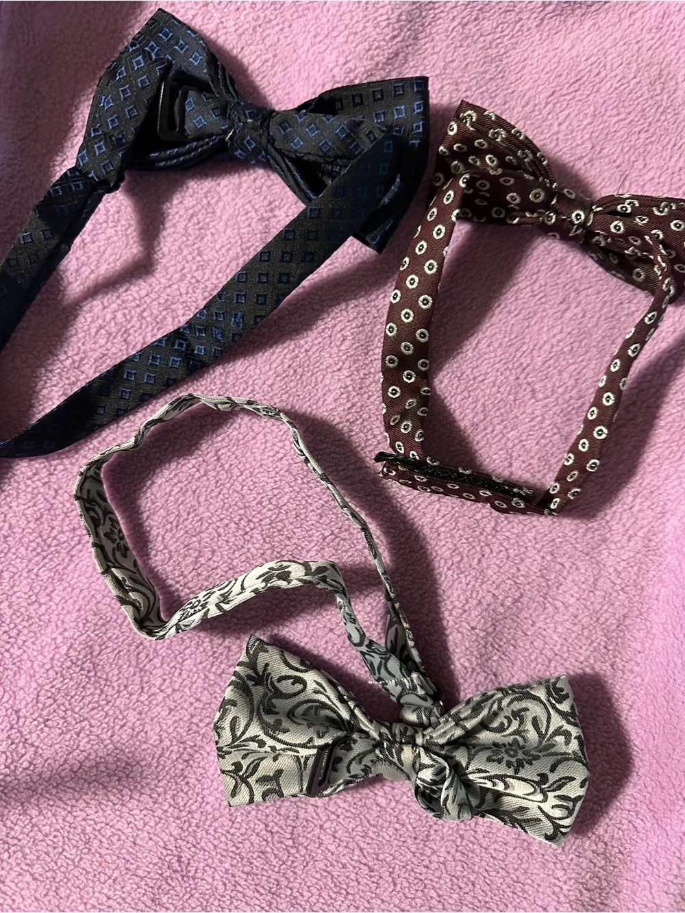 Men's Bow Tie Set - Black, Silver, Brown